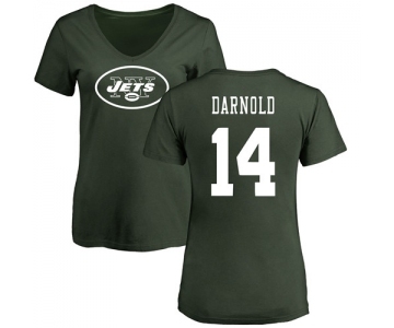 Football Women's New York Jets #14 Sam Darnold Green Name & Number Logo T-Shirt