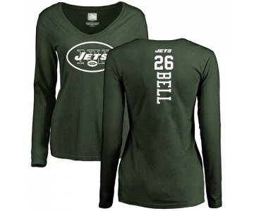 Football Women's New York Jets #26 Le'Veon Bell Green Backer Long Sleeve T-Shirt