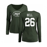 Football Women's New York Jets #26 Le'Veon Bell Green Name & Number Logo Long Sleeve T-Shirt