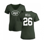 Football Women's New York Jets #26 Le'Veon Bell Green Name & Number Logo T-Shirt