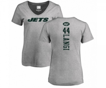 Football Women's New York Jets #44 Harvey Langi Ash Backer T-Shirt