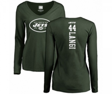 Football Women's New York Jets #44 Harvey Langi Green Backer Long Sleeve T-Shirt