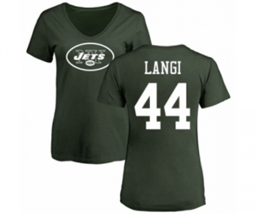 Football Women's New York Jets #44 Harvey Langi Green Name & Number Logo T-Shirt