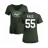 Football Women's New York Jets #55 Ryan Kalil Green Name & Number Logo T-Shirt