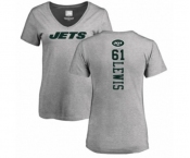 Football Women's New York Jets #61 Alex Lewis Ash Backer T-Shirt