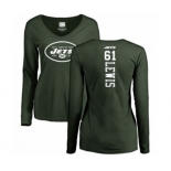 Football Women's New York Jets #61 Alex Lewis Green Backer Long Sleeve T-Shirt