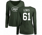 Football Women's New York Jets #61 Alex Lewis Green Name & Number Logo Long Sleeve T-Shirt