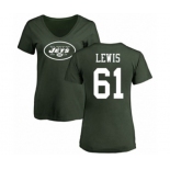 Football Women's New York Jets #61 Alex Lewis Green Name & Number Logo T-Shirt