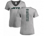 Football Women's New York Jets #91 Bronson Kaufusi Ash Backer T-Shirt