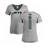 Football Women's New York Jets #96 Henry Anderson Ash Backer T-Shirt