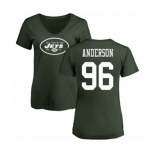 Football Women's New York Jets #96 Henry Anderson Green Name & Number Logo T-Shirt