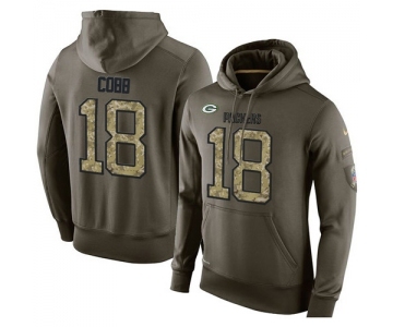 Football Green Bay Packers #18 Randall Cobb Green Salute To Service Men's Pullover Hoodie