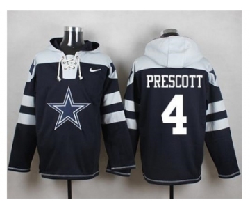 Men Nike Dallas Cowboys #4 Dak Prescott Navy Blue Player Pullover NFL Hoodie