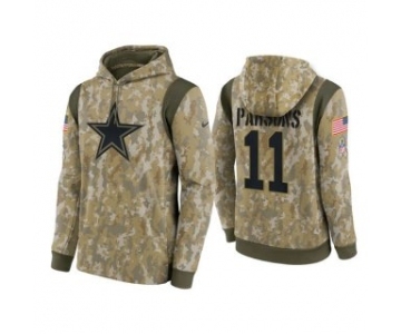 Men's Dallas Cowboys #11 Micah Parsons Camo 2021 Salute To Service Therma Performance Pullover Hoodie