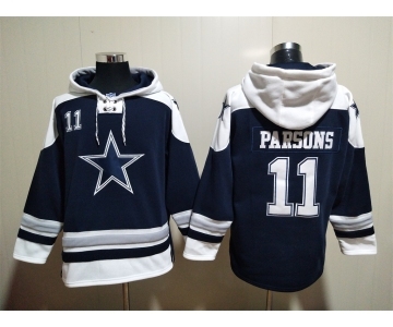 Men's Dallas Cowboys #11 Micah Parsons Navy Blue Ageless Must Have Lace Up Pullover Hoodie