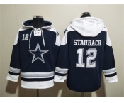 Men's Dallas Cowboys #12 Roger Staubach Navy Ageless Must-Have Lace-Up Pullover Hoodie