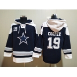 Men's Dallas Cowboys #19 Amari Cooper Navy Blue Ageless Must Have Lace Up Pullover Hoodie