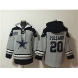 Men's Dallas Cowboys #20 Tony Pollard Gray Ageless Must-Have Lace-Up Pullover Hoodie