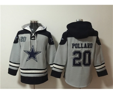 Men's Dallas Cowboys #20 Tony Pollard Gray Ageless Must-Have Lace-Up Pullover Hoodie