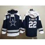 Men's Dallas Cowboys #22 Emmitt Smith Navy Blue Ageless Must Have Lace Up Pullover Hoodie