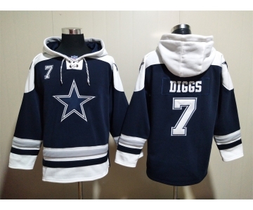 Men's Dallas Cowboys #7 Trevon Diggs Navy Blue Ageless Must Have Lace Up Pullover Hoodie