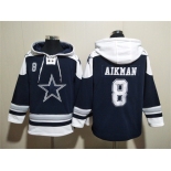 Men's Dallas Cowboys #8 Troy Aikman Navy Ageless Must-Have Lace-Up Pullover Hoodie