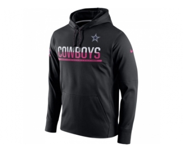 Men's Dallas Cowboys Black Breast Cancer Awareness Circuit Performance Pullover Hoodie