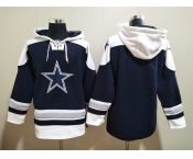 Men's Dallas Cowboys Blank Navy Blue Ageless Must Have Lace Up Pullover Hoodie