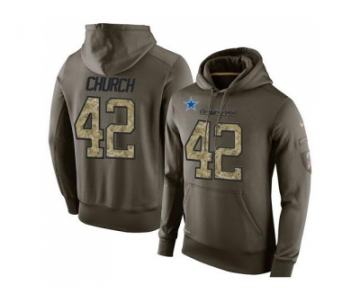 NFL Men's Nike Dallas Cowboys #42 Barry Church Stitched Green Olive Salute To Service KO Performance Hoodie