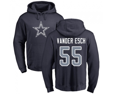 NFL Nike Dallas Cowboys #55 Leighton Vander Esch Navy Blue Name & Number Logo Pullover Hoodie