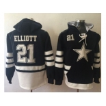 Nike Dallas Cowboys #21 Ezekiel Elliott Navy Blue White Name & Number Pullover NFL Hoodie