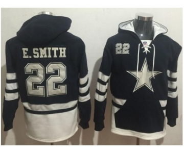 Nike Dallas Cowboys #22 Emmitt Smith Navy Blue White Name & Number Pullover NFL Hoodie