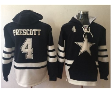 Nike Dallas Cowboys #4 Dak Prescott Navy Blue White Name & Number Pullover NFL Hoodie