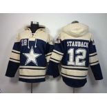 nike nfl jerseys dallas cowboys #12 roger staubach cream-blue[pullover hooded sweatshirt]