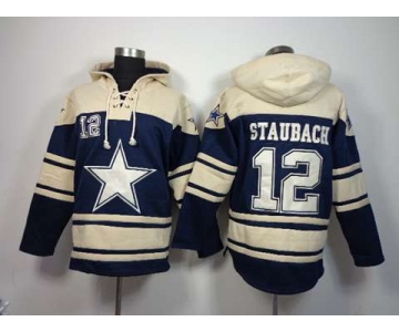 nike nfl jerseys dallas cowboys #12 roger staubach cream-blue[pullover hooded sweatshirt]