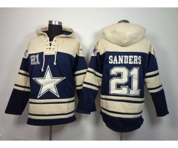 nike nfl jerseys dallas cowboys #21 sanders cream-blue[pullover hooded sweatshirt]