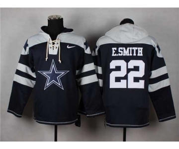 nike nfl jerseys dallas cowboys #22 e.smith white-blue[pullover hooded sweatshirt]