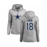 Football Women's Dallas Cowboys #18 Randall Cobb Ash Name & Number Logo Pullover Hoodie