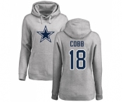 Football Women's Dallas Cowboys #18 Randall Cobb Ash Name & Number Logo Pullover Hoodie