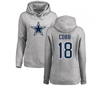 Football Women's Dallas Cowboys #18 Randall Cobb Ash Name & Number Logo Pullover Hoodie