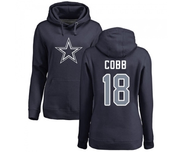 Football Women's Dallas Cowboys #18 Randall Cobb Navy Blue Name & Number Logo Pullover Hoodie