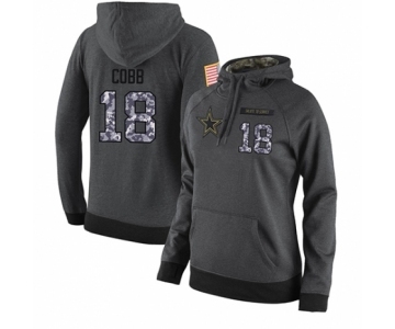 Football Women's Dallas Cowboys #18 Randall Cobb Stitched Black Anthracite Salute to Service Player Performance Hoodie