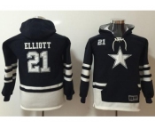 Youth Nike Dallas Cowboys #21 Ezekiel Elliott Navy White Name & Number Pullover NFL Hoodie