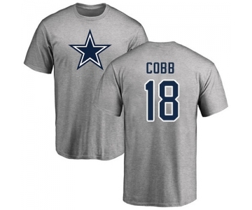 Football Dallas Cowboys #18 Randall Cobb Ash Name & Number Logo T-Shirt