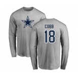 Football Dallas Cowboys #18 Randall Cobb Navy Blue Name & Number Logo Long Sleeve T-Shirt