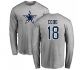 Football Dallas Cowboys #18 Randall Cobb Navy Blue Name & Number Logo Long Sleeve T-Shirt