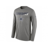 Men's Dallas Cowboys Nike Gray Legend Staff Practice Long Sleeves Performance T-Shirt