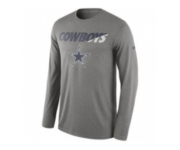 Men's Dallas Cowboys Nike Gray Legend Staff Practice Long Sleeves Performance T-Shirt