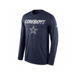 Men's Dallas Cowboys Nike Navy Legend Staff Practice Long Sleeves Performance T-Shirt