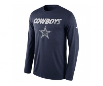 Men's Dallas Cowboys Nike Navy Legend Staff Practice Long Sleeves Performance T-Shirt